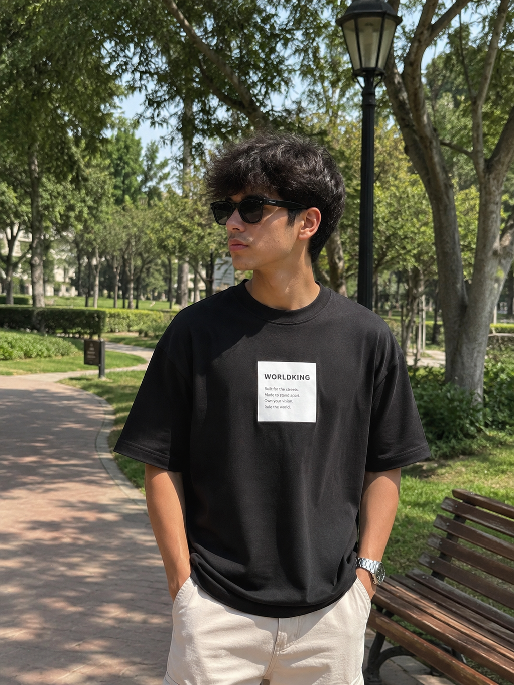POLO OVERSIVE WORLDKING NEGRO BASICO